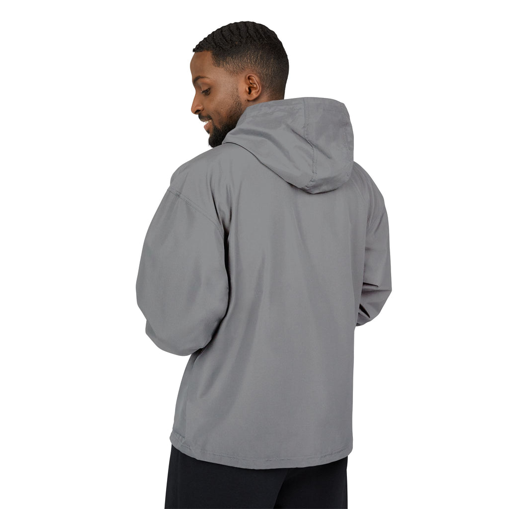 Packable Orange Anorak Jacket — Lightweight Hooded Windbreaker with 'MF' Floral Logo