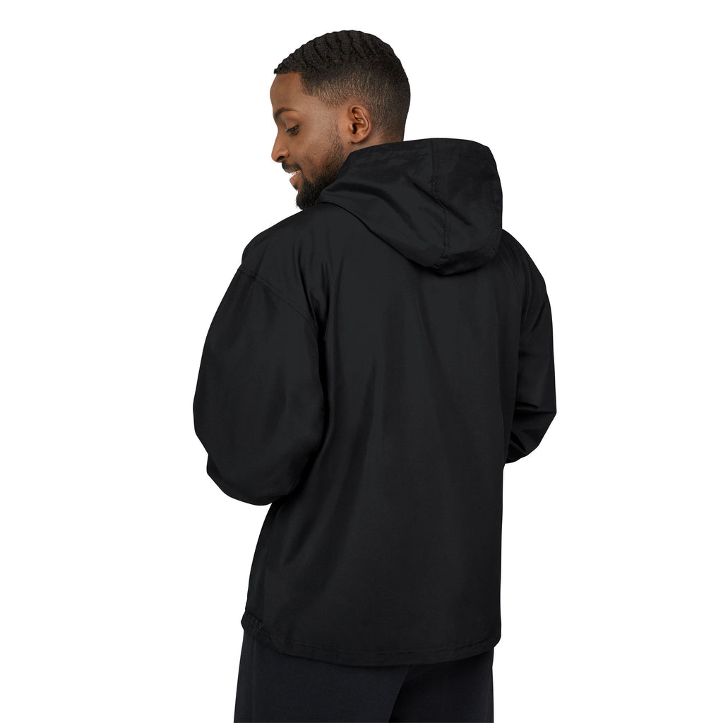 Packable Orange Anorak Jacket — Lightweight Hooded Windbreaker with 'MF' Floral Logo