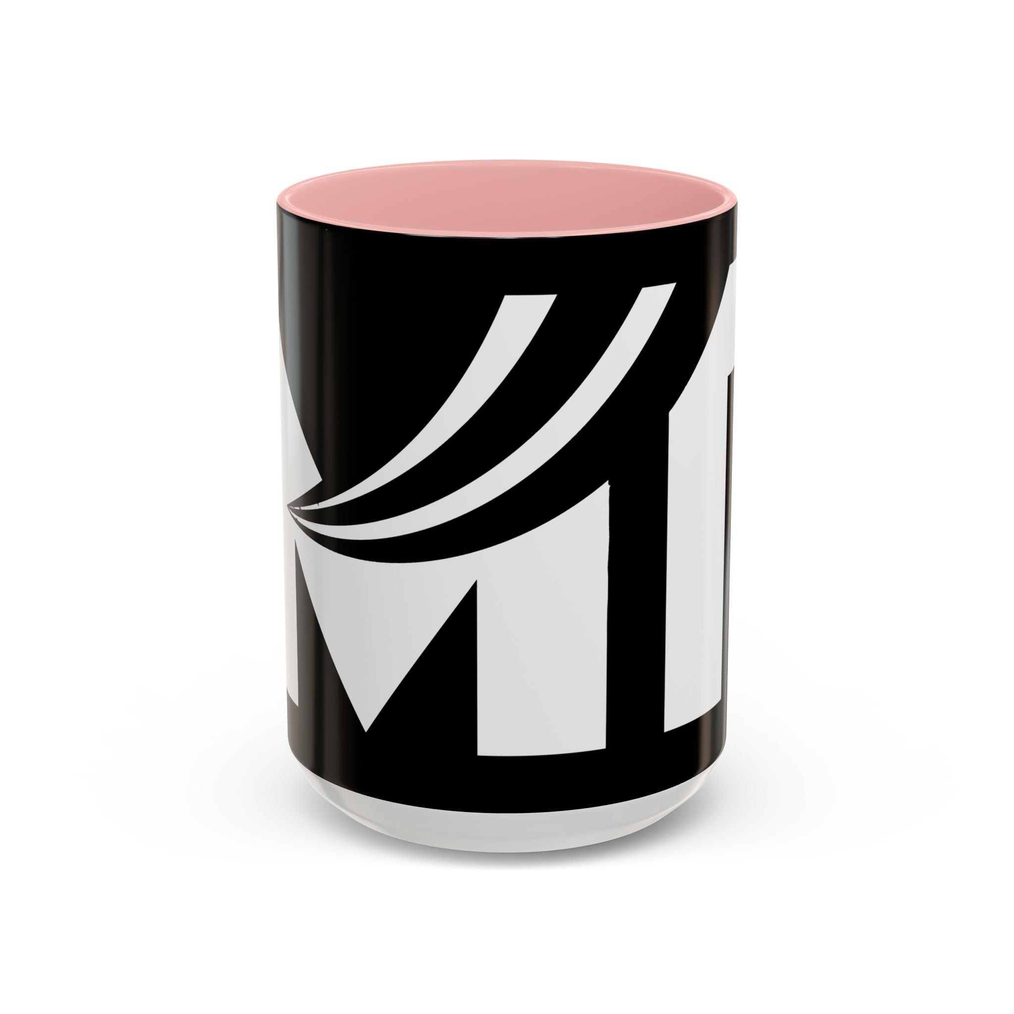 Black & White Accent Coffee Mug – Bold Monogram Letter M Design (11/15oz)