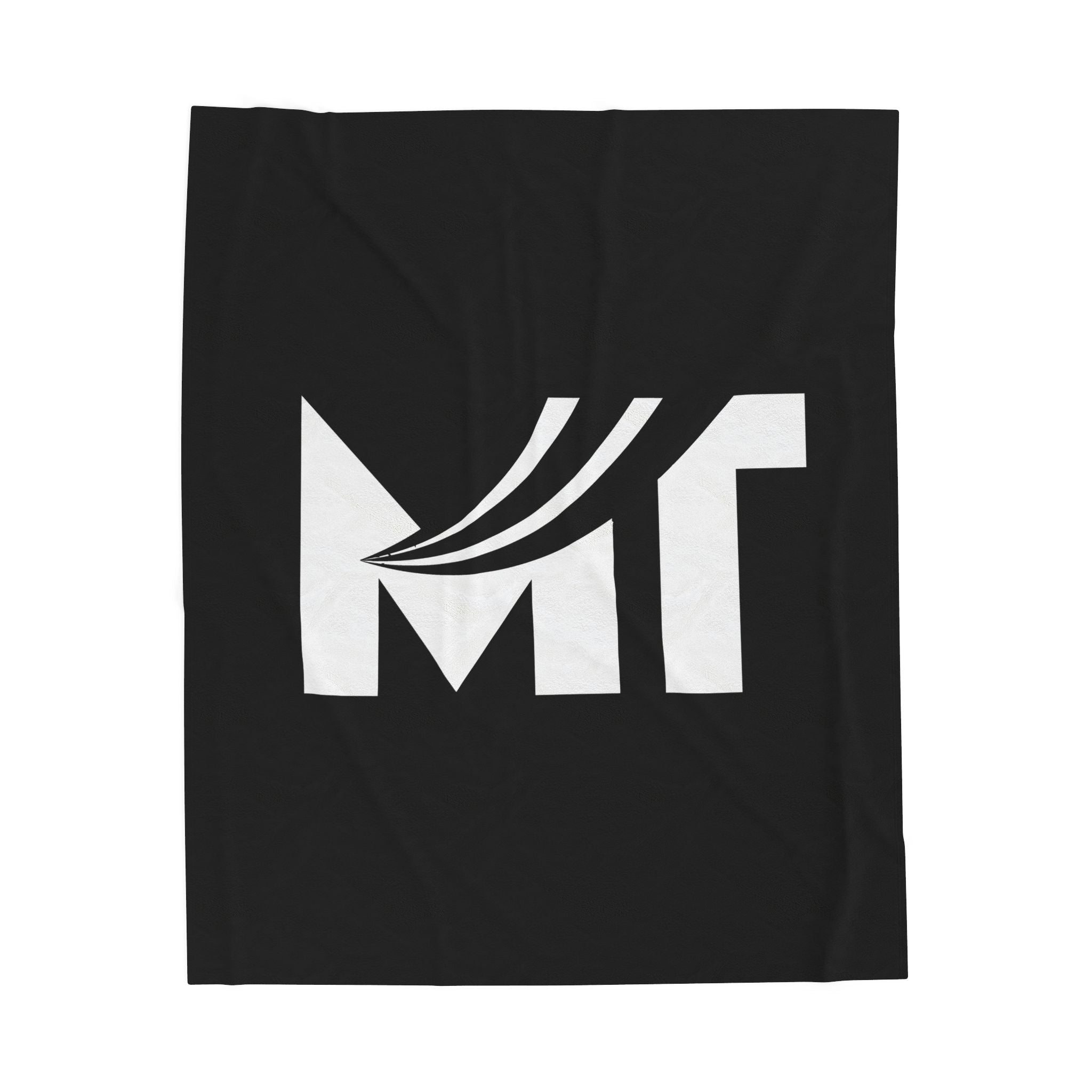 Velveteen Plush Blanket – Minimalist Black & White 'MT' Logo Throw