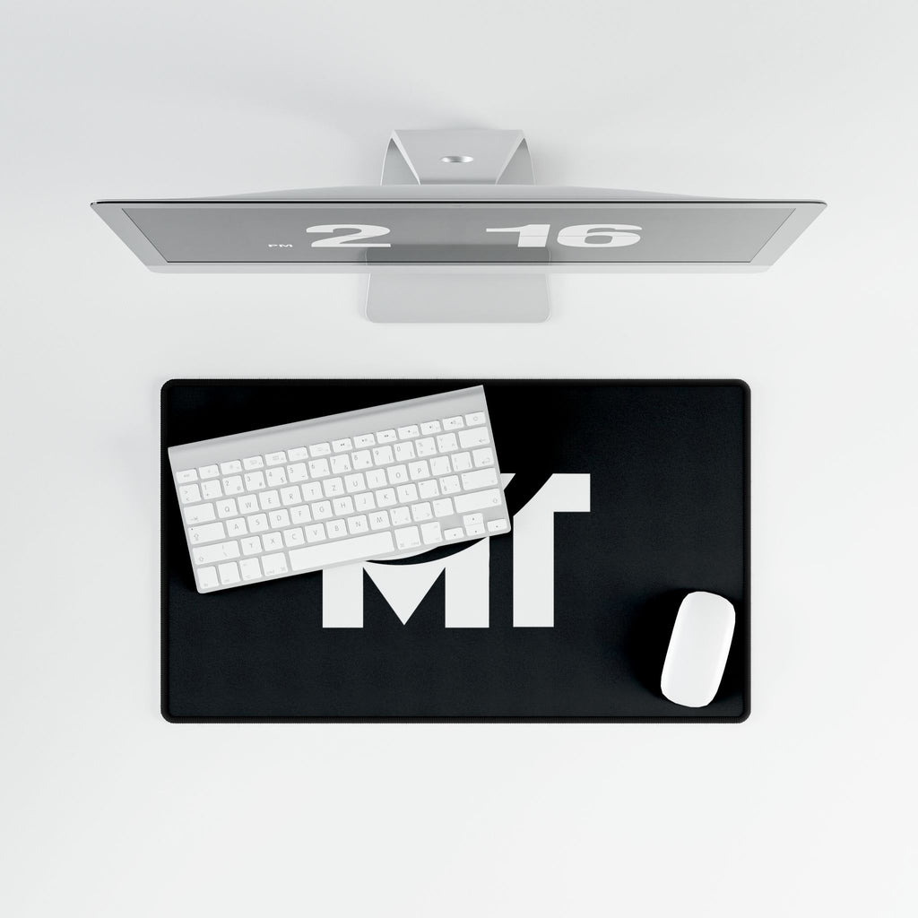Black Logo Desk Mat – Minimal Monogram 'MT' Gaming & Office Mouse Pad