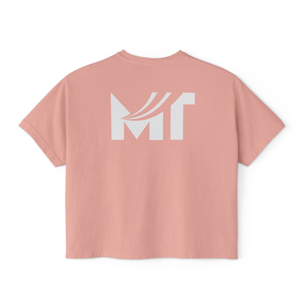 Boxy Graphic Tee — Minimal MT Logo Women's Crop Shirt