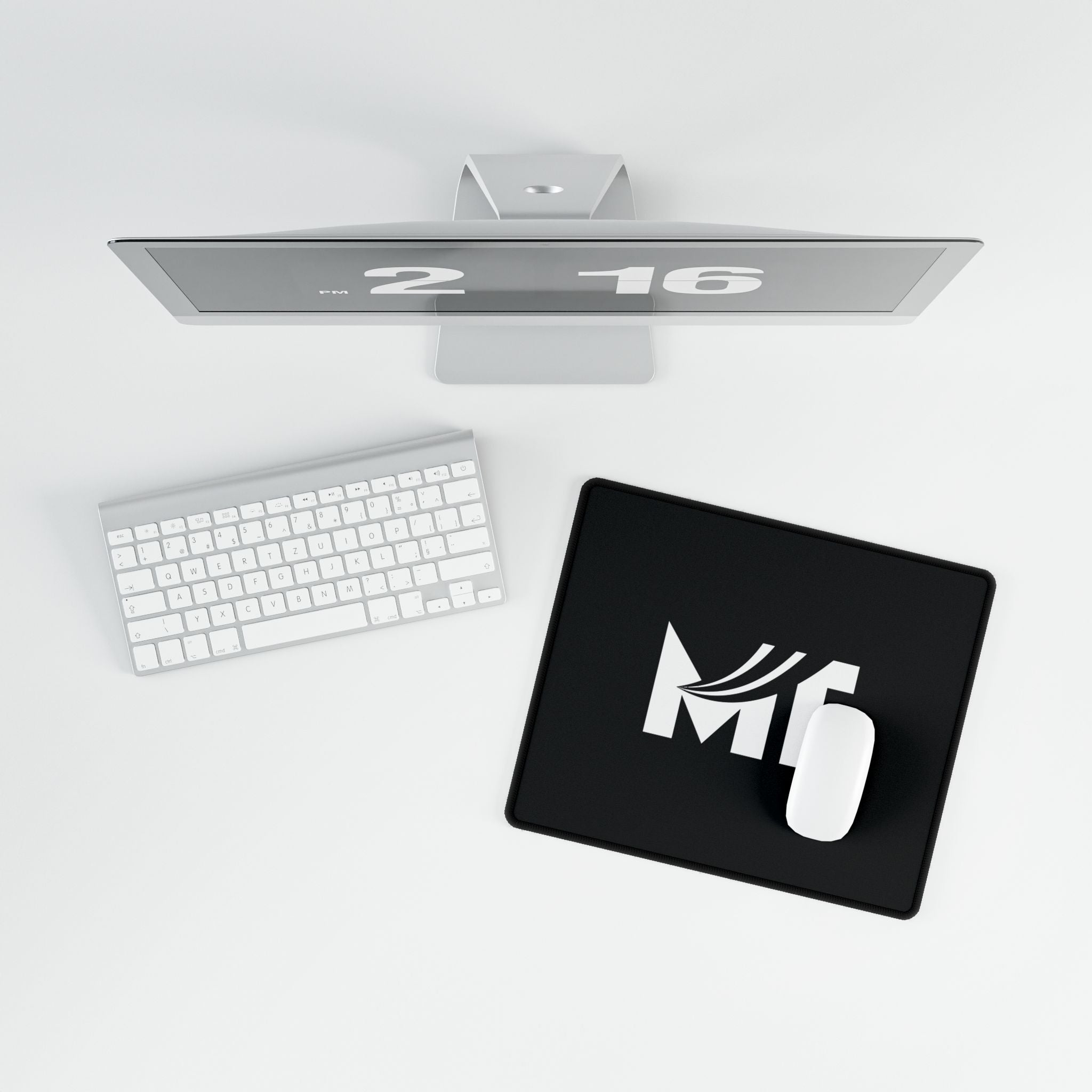 Black Logo Desk Mat – Minimal Monogram 'MT' Gaming & Office Mouse Pad