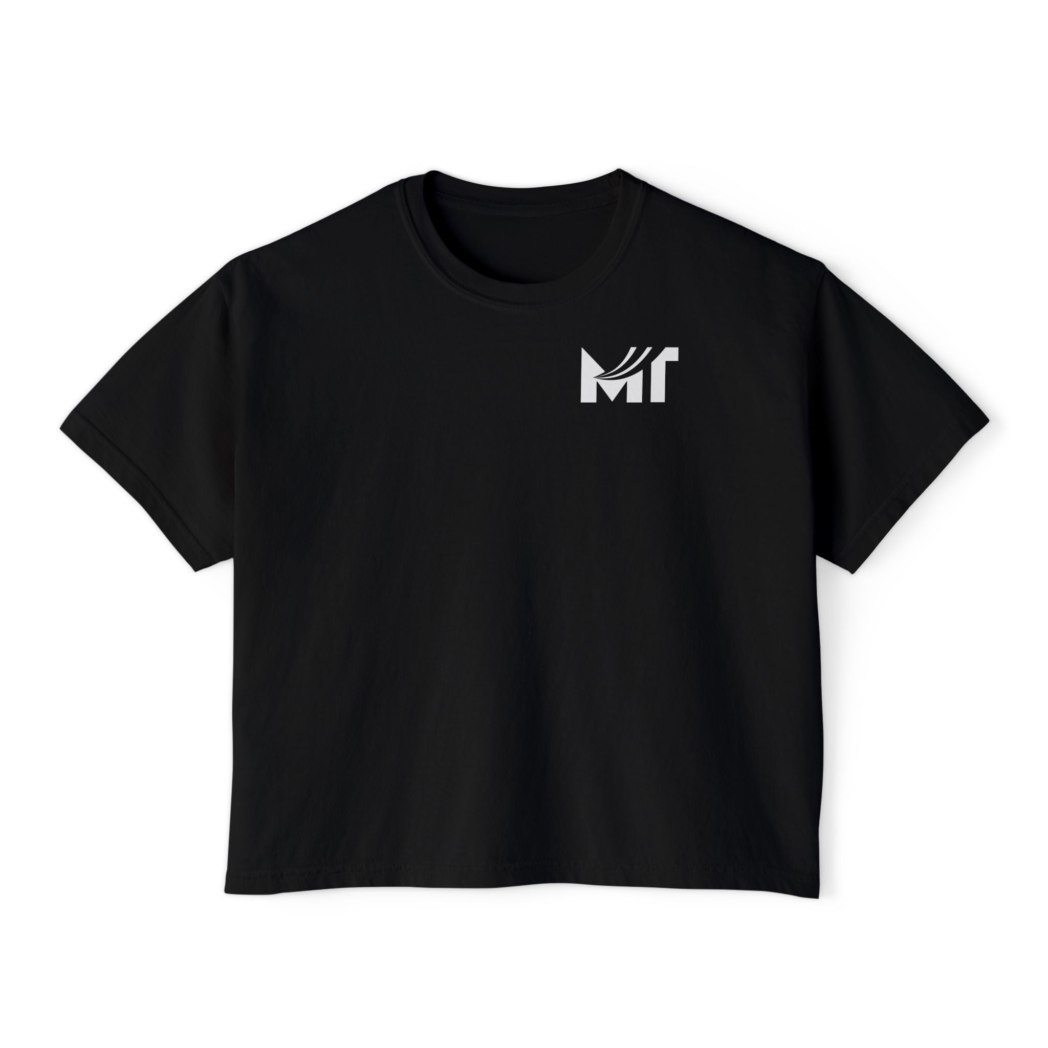 Boxy Graphic Tee — Minimal MT Logo Women's Crop Shirt