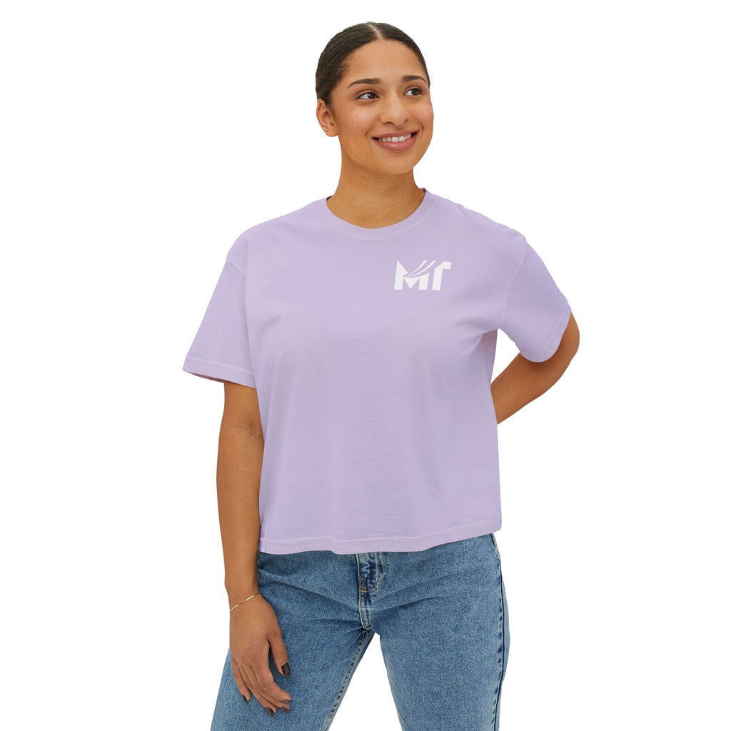 Boxy Graphic Tee — Minimal MT Logo Women's Crop Shirt