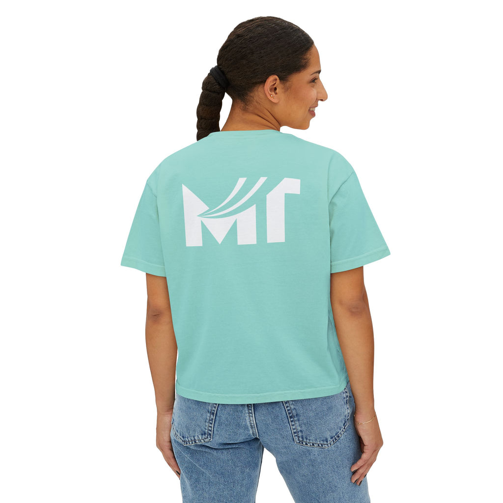 Boxy Graphic Tee — Minimal MT Logo Women's Crop Shirt