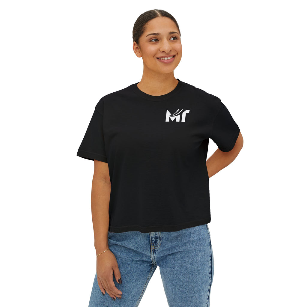 Boxy Graphic Tee — Minimal MT Logo Women's Crop Shirt