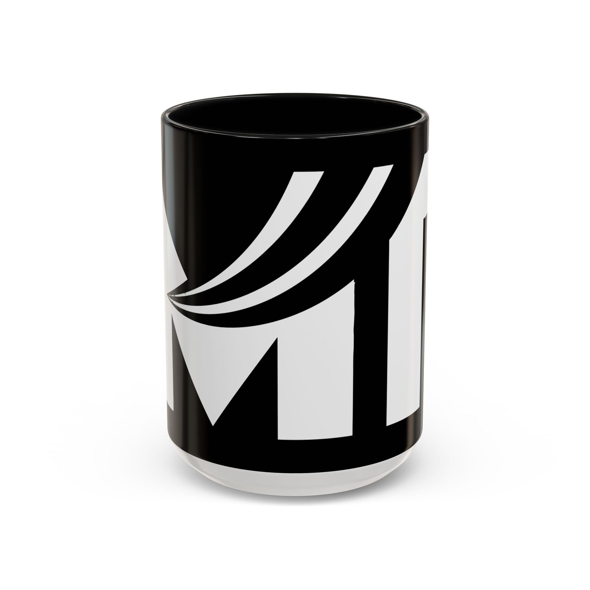 Black & White Accent Coffee Mug – Bold Monogram Letter M Design (11/15oz)