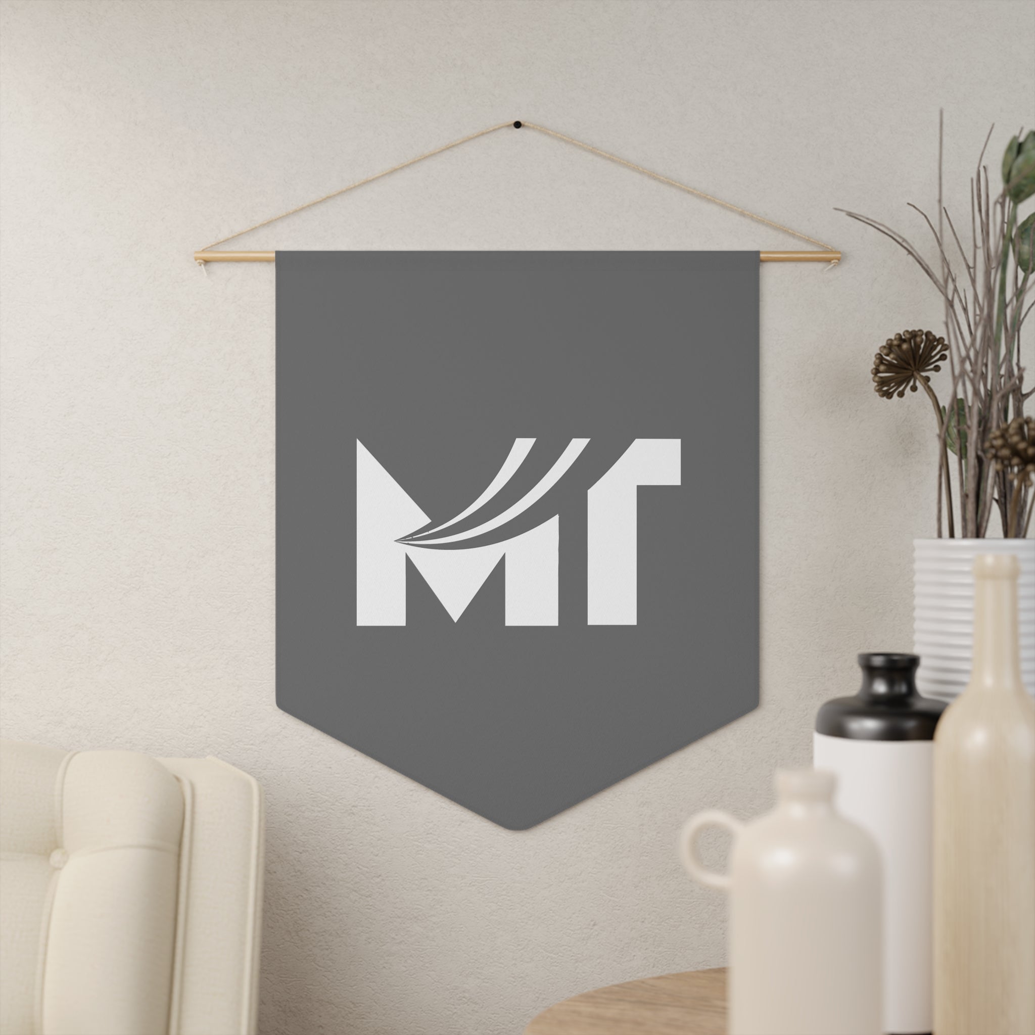 Custom Logo Pennant Banner — Modern Monogram Wall Flag