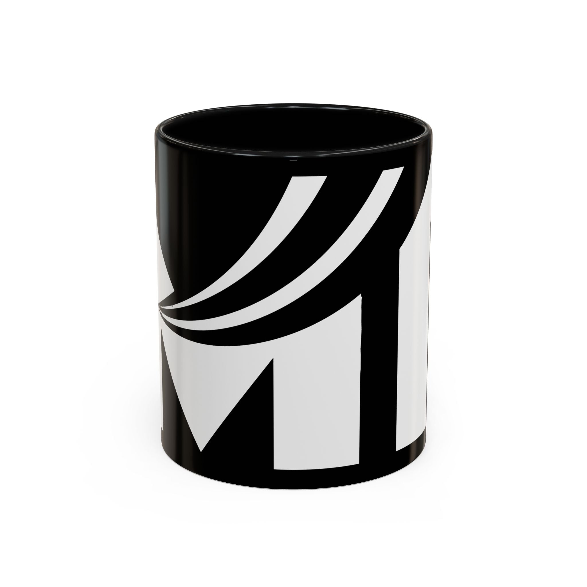 Black & White Accent Coffee Mug – Bold Monogram Letter M Design (11/15oz)