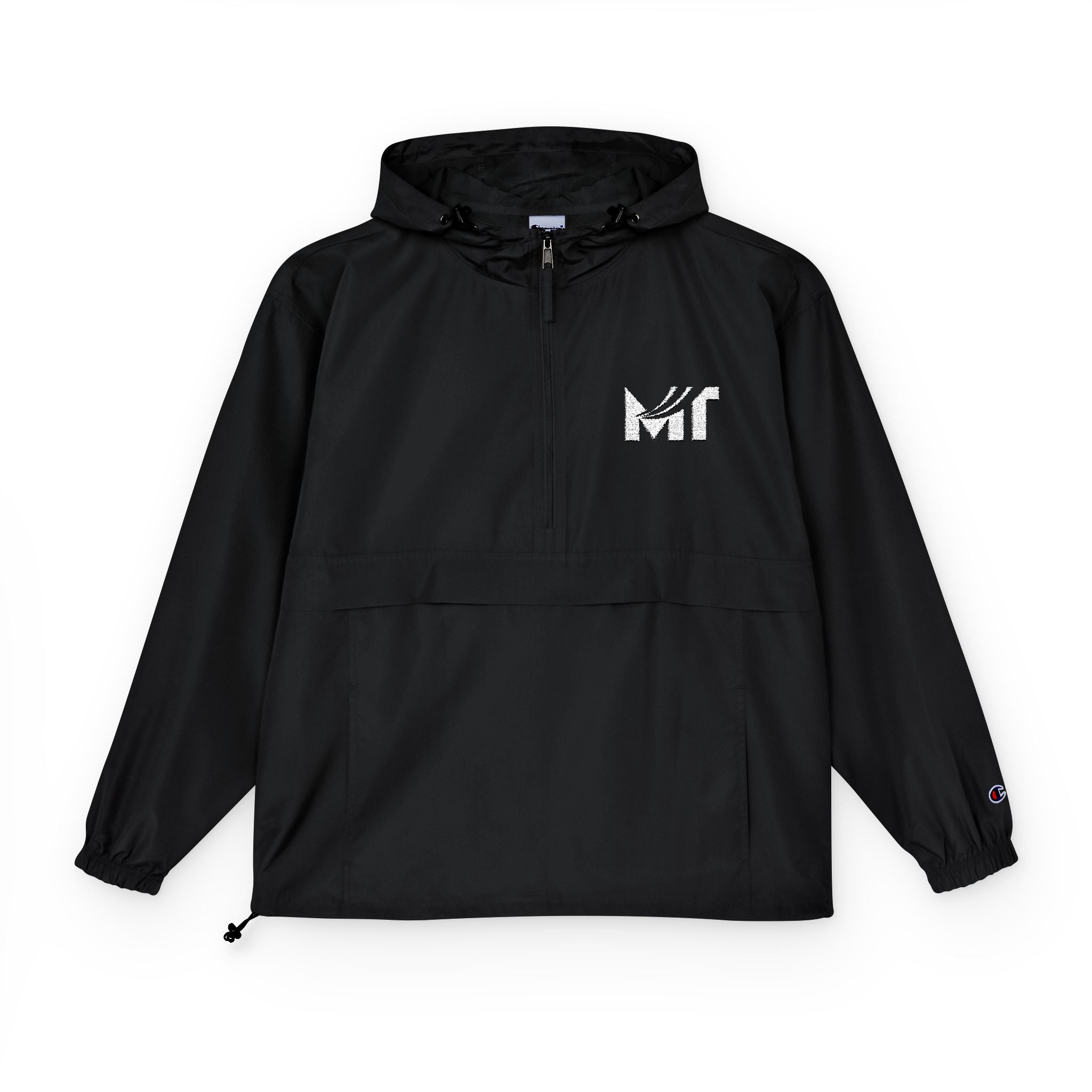 Packable Orange Anorak Jacket — Lightweight Hooded Windbreaker with 'MF' Floral Logo