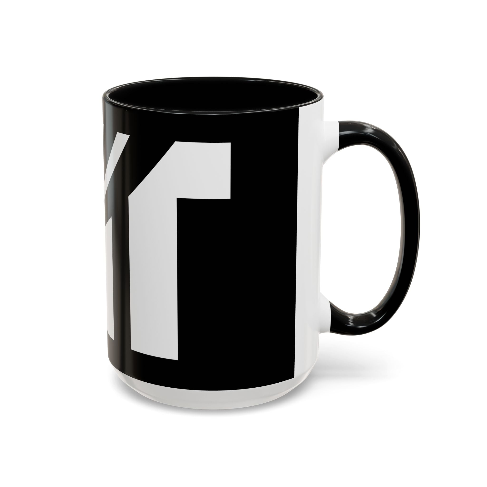 Black & White Accent Coffee Mug – Bold Monogram Letter M Design (11/15oz)