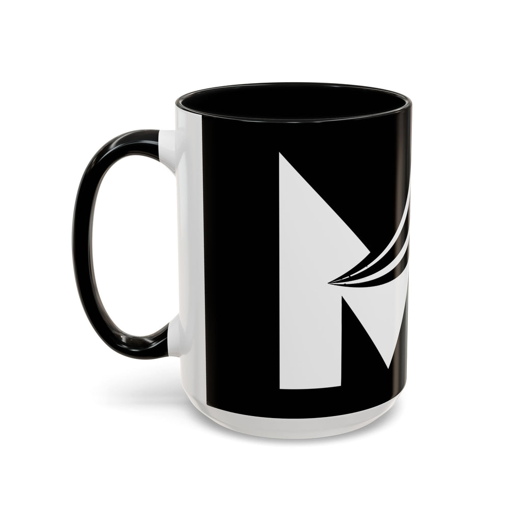 Black & White Accent Coffee Mug – Bold Monogram Letter M Design (11/15oz)