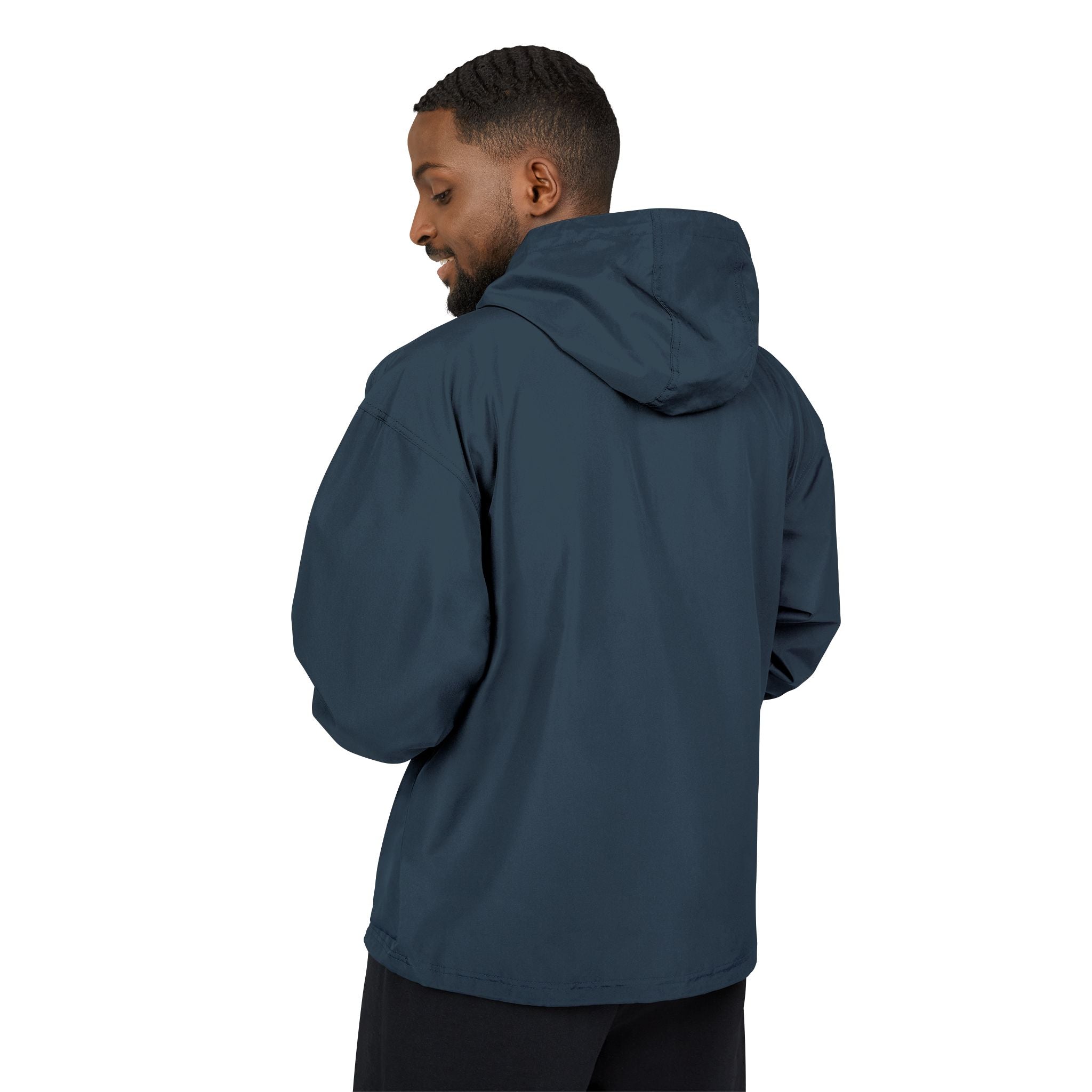 Packable Orange Anorak Jacket — Lightweight Hooded Windbreaker with 'MF' Floral Logo