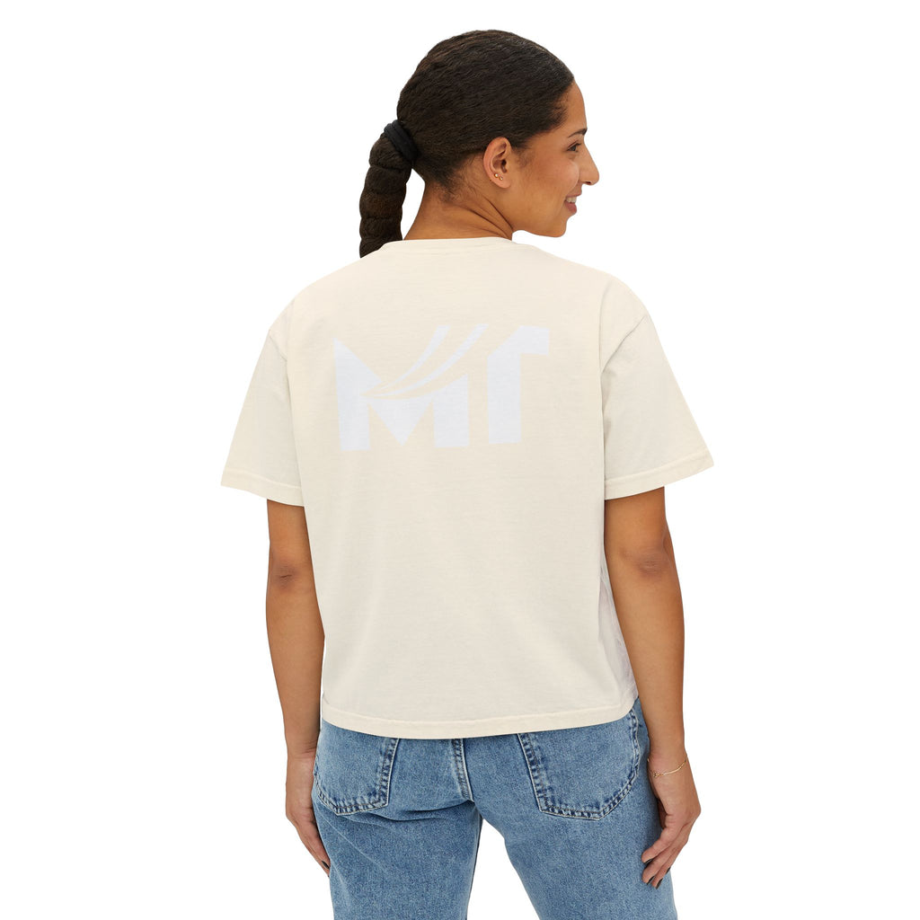 Boxy Graphic Tee — Minimal MT Logo Women's Crop Shirt