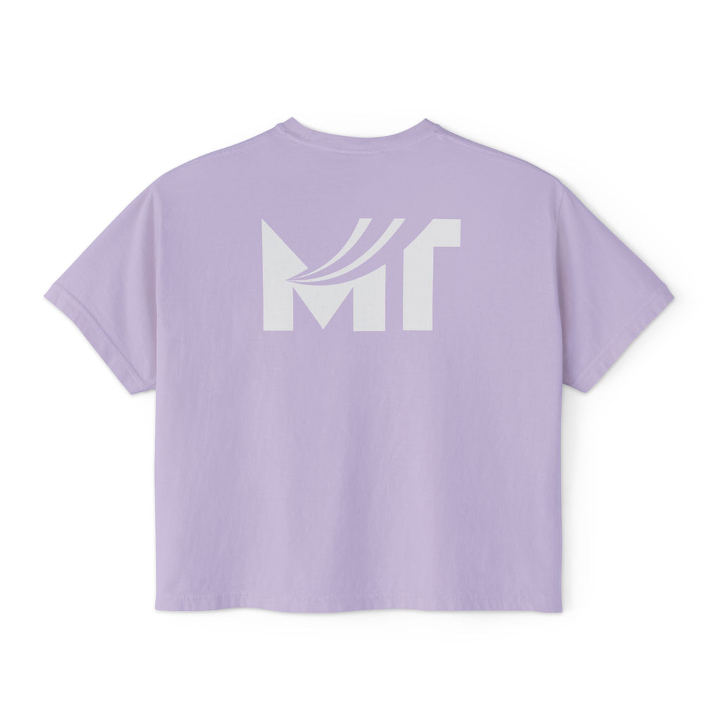 Boxy Graphic Tee — Minimal MT Logo Women's Crop Shirt