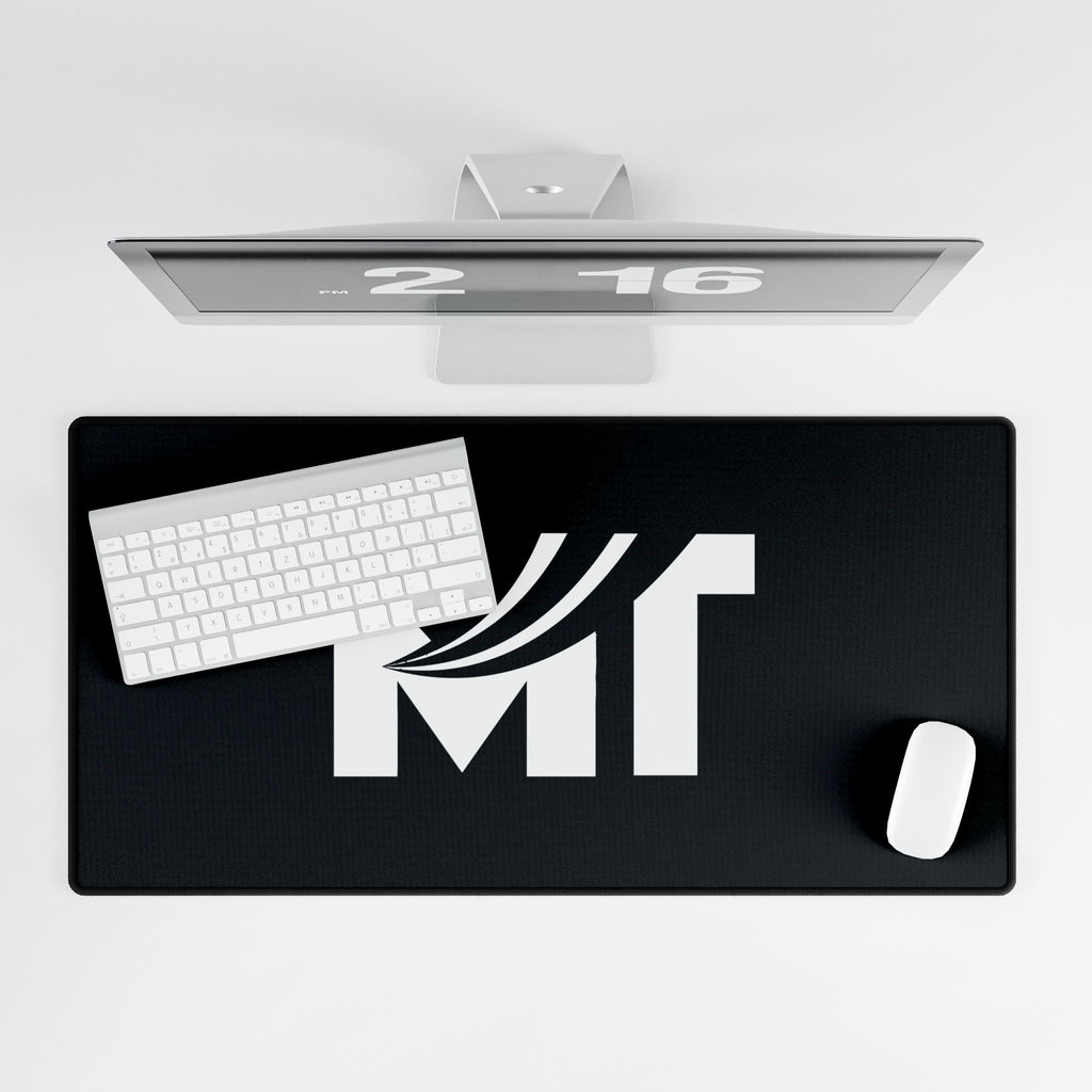 Black Logo Desk Mat – Minimal Monogram 'MT' Gaming & Office Mouse Pad