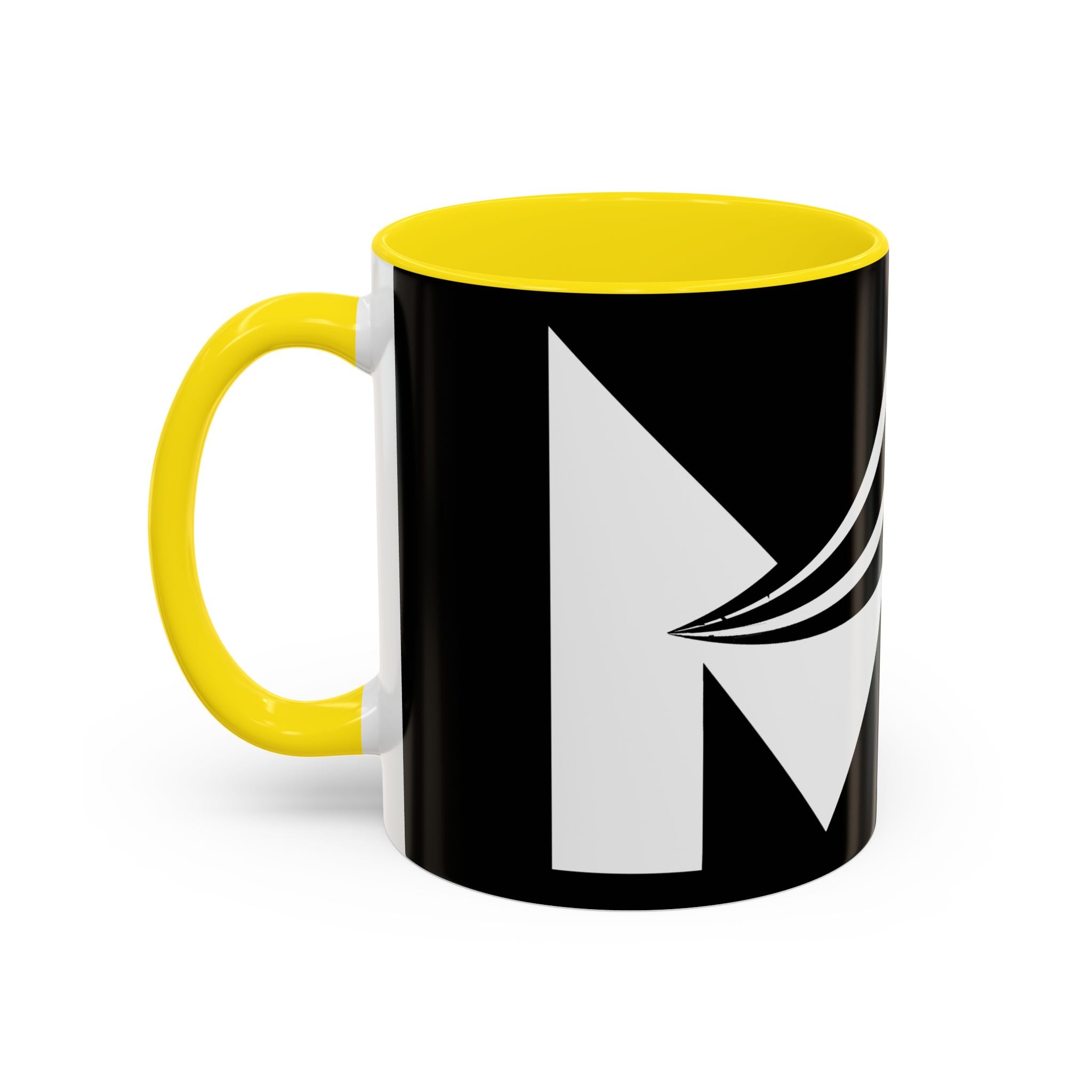 Black & White Accent Coffee Mug – Bold Monogram Letter M Design (11/15oz)