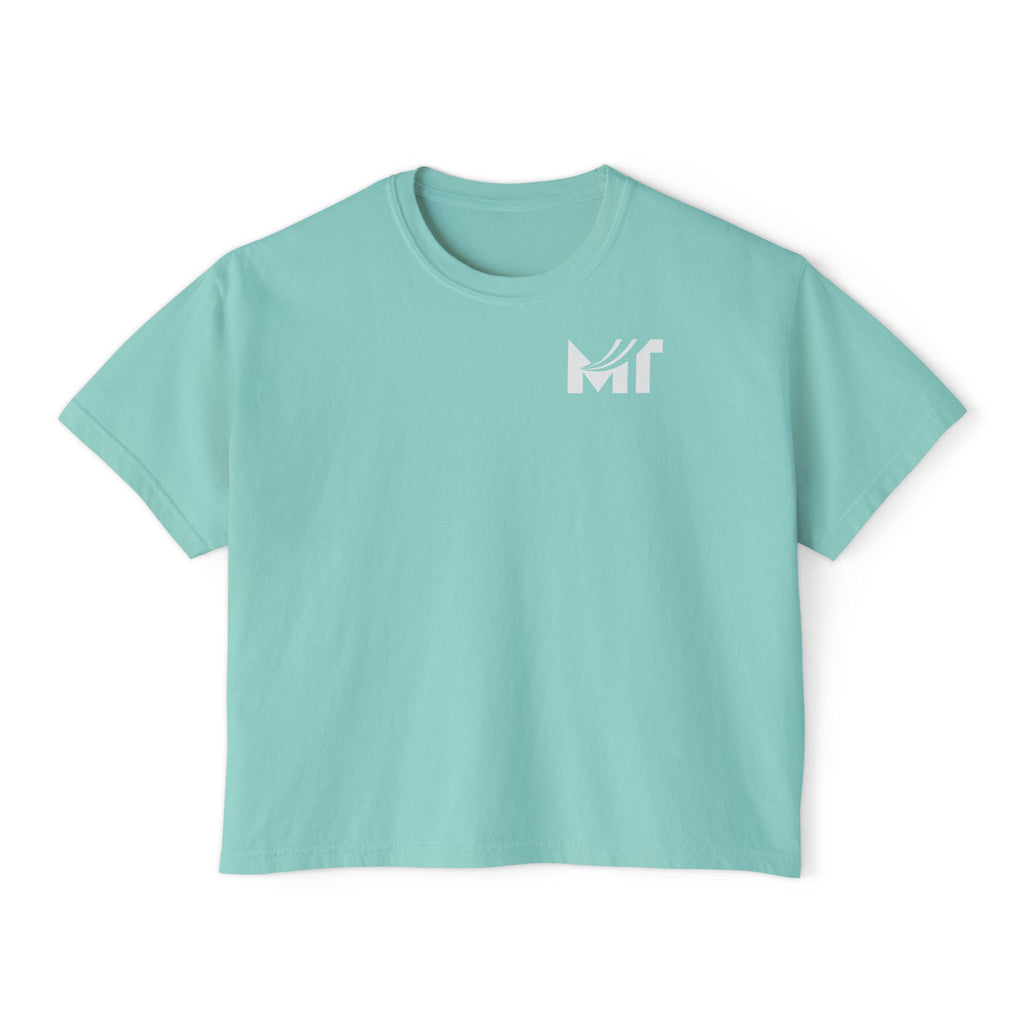 Boxy Graphic Tee — Minimal MT Logo Women's Crop Shirt