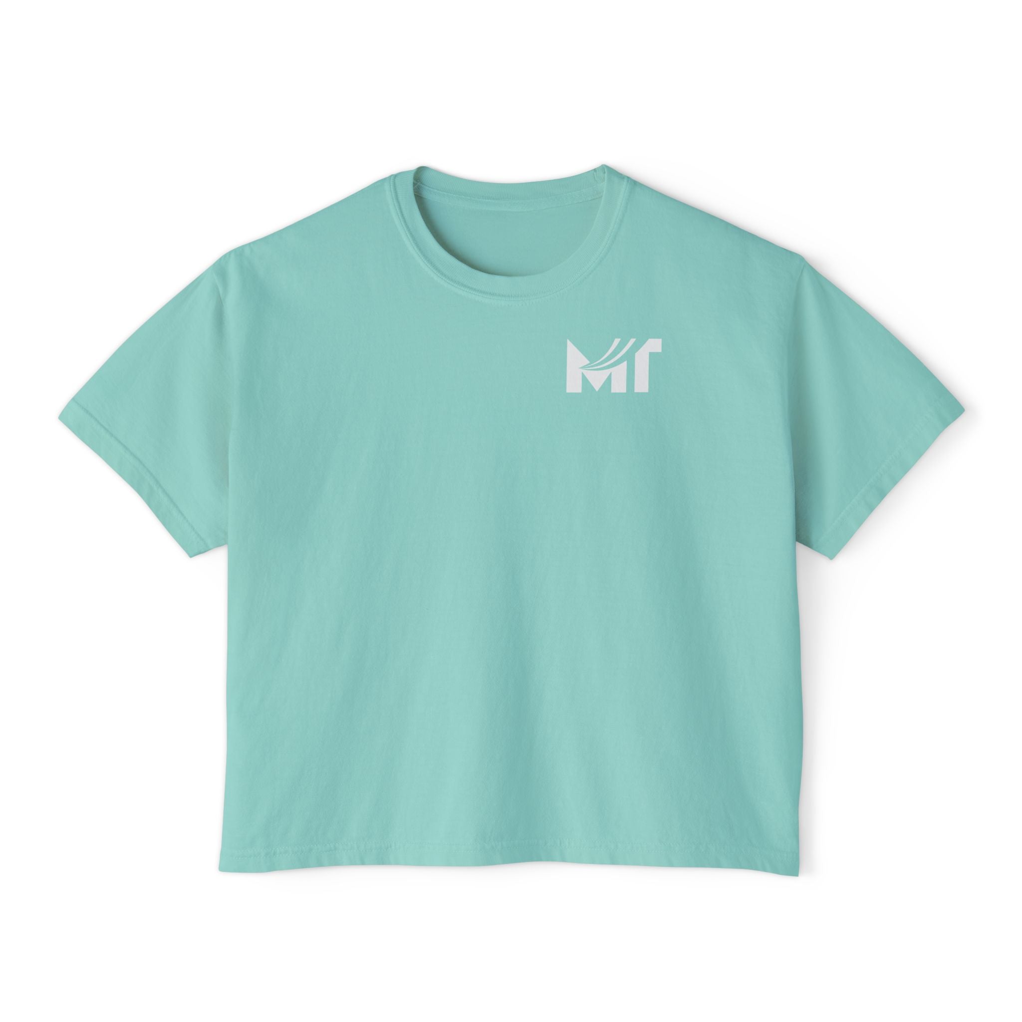 Boxy Graphic Tee — Minimal MT Logo Women's Crop Shirt