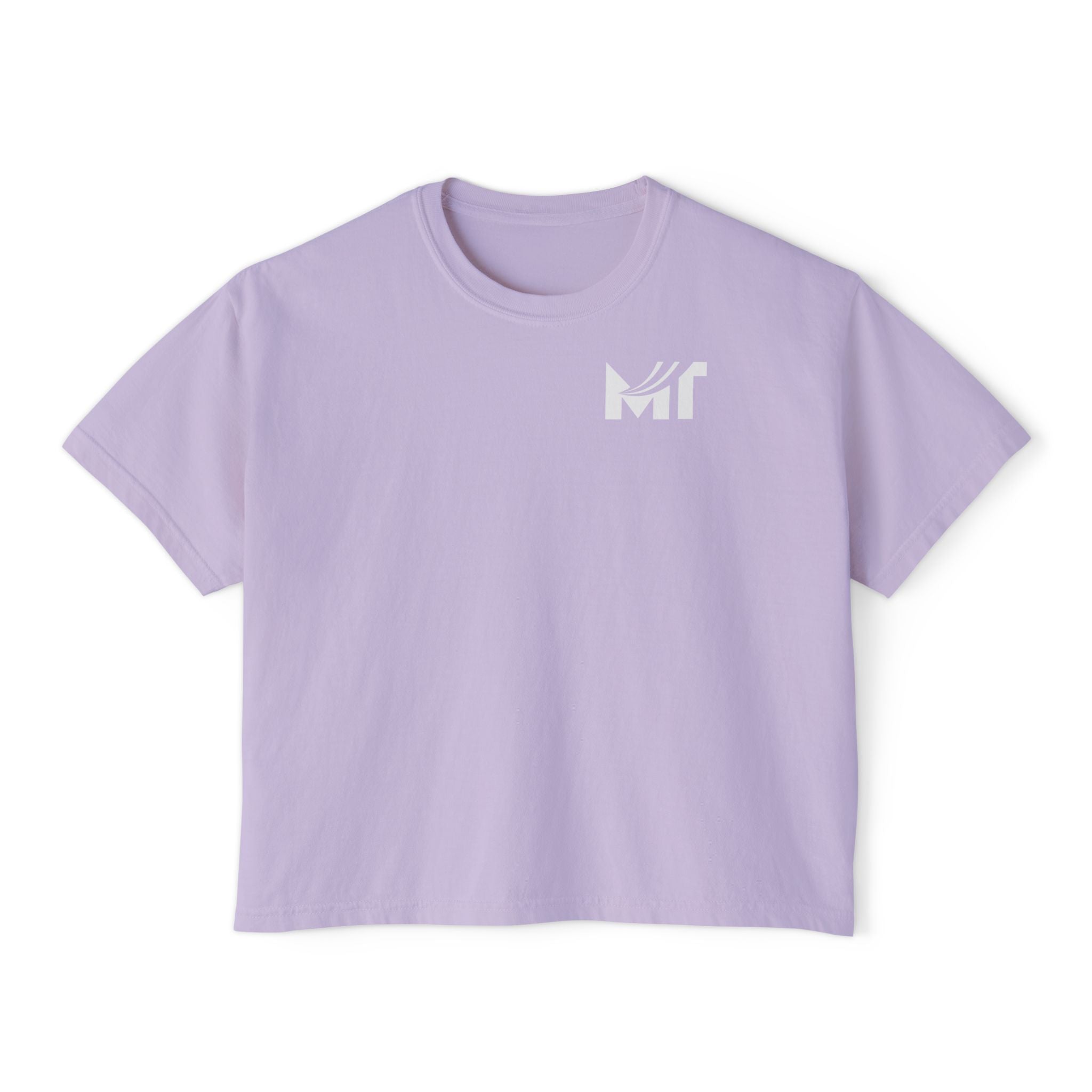 Boxy Graphic Tee — Minimal MT Logo Women's Crop Shirt