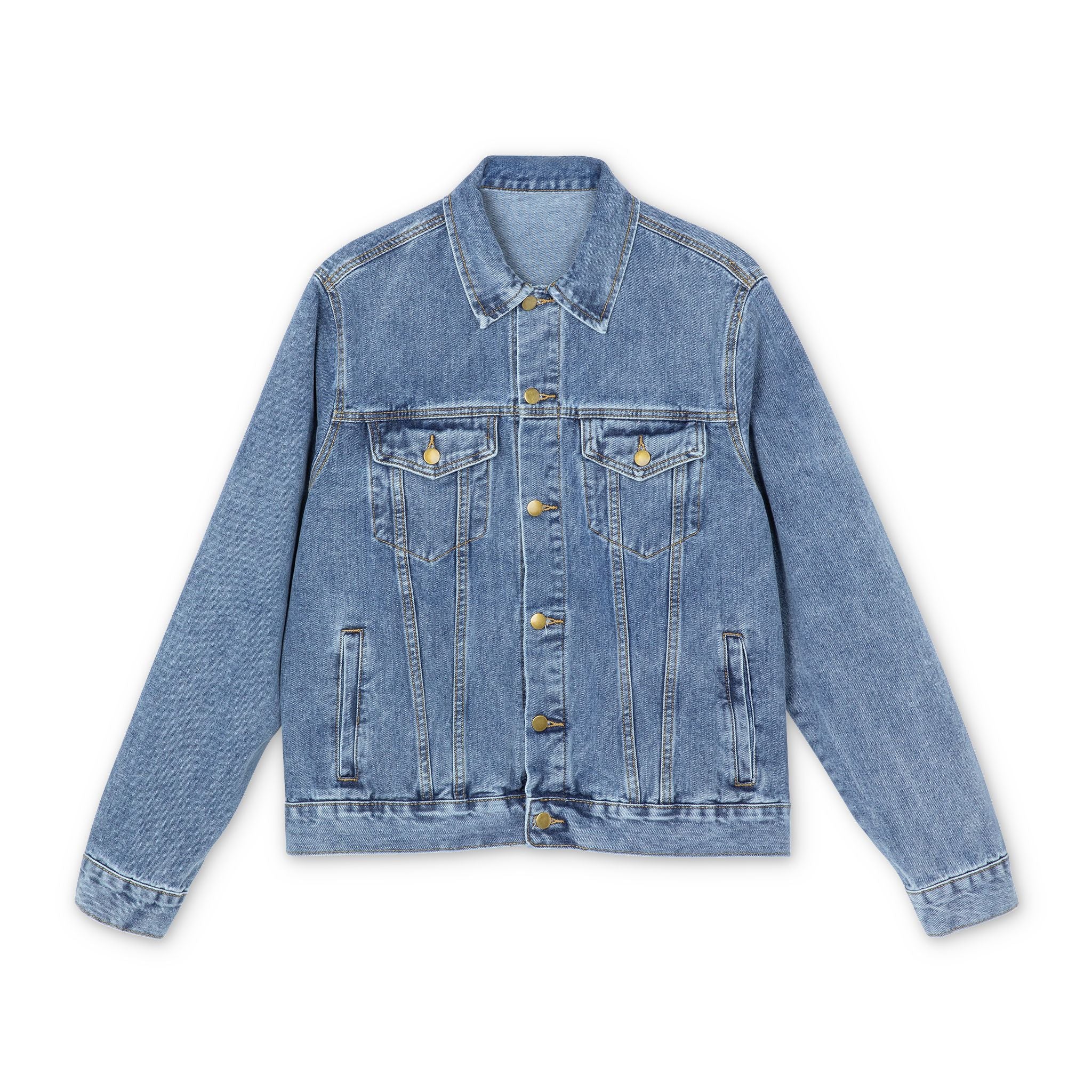 Denim Jacket — Men's Back-Logo Casual Jean Jacket