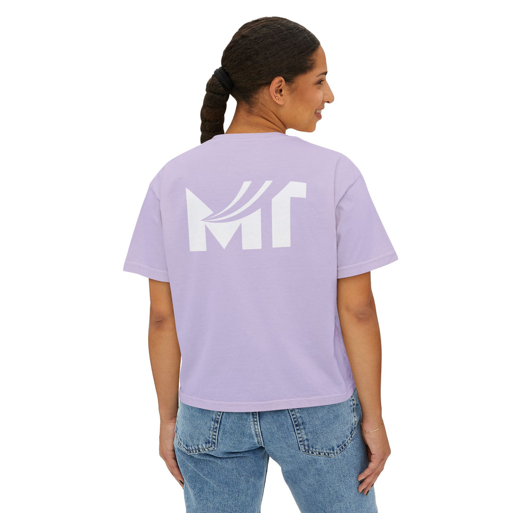 Boxy Graphic Tee — Minimal MT Logo Women's Crop Shirt