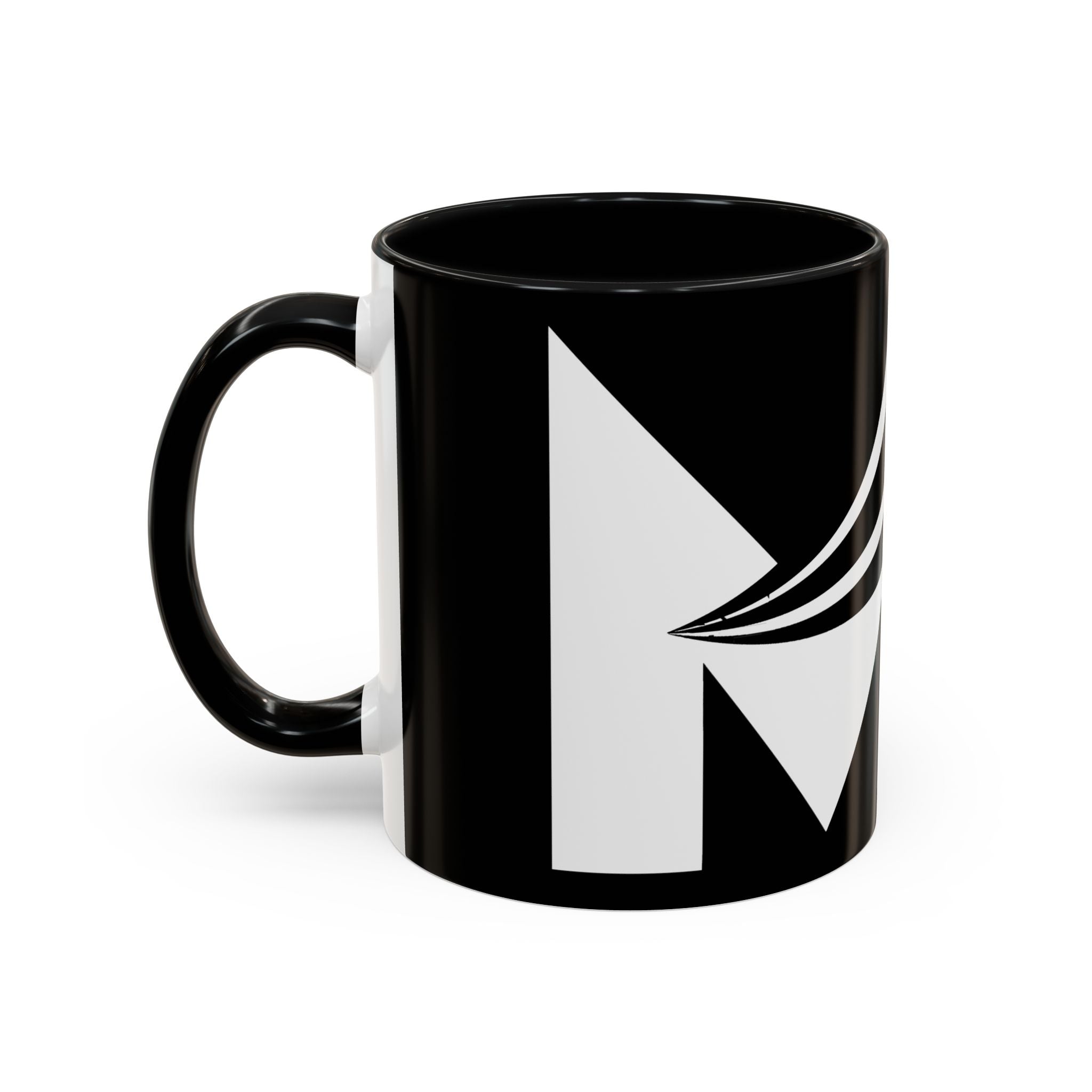 Black & White Accent Coffee Mug – Bold Monogram Letter M Design (11/15oz)