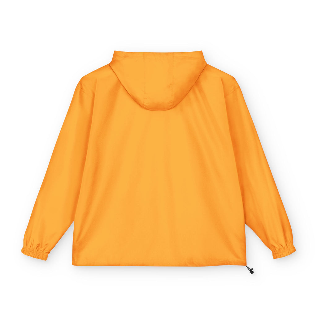 Packable Orange Anorak Jacket — Lightweight Hooded Windbreaker with 'MF' Floral Logo
