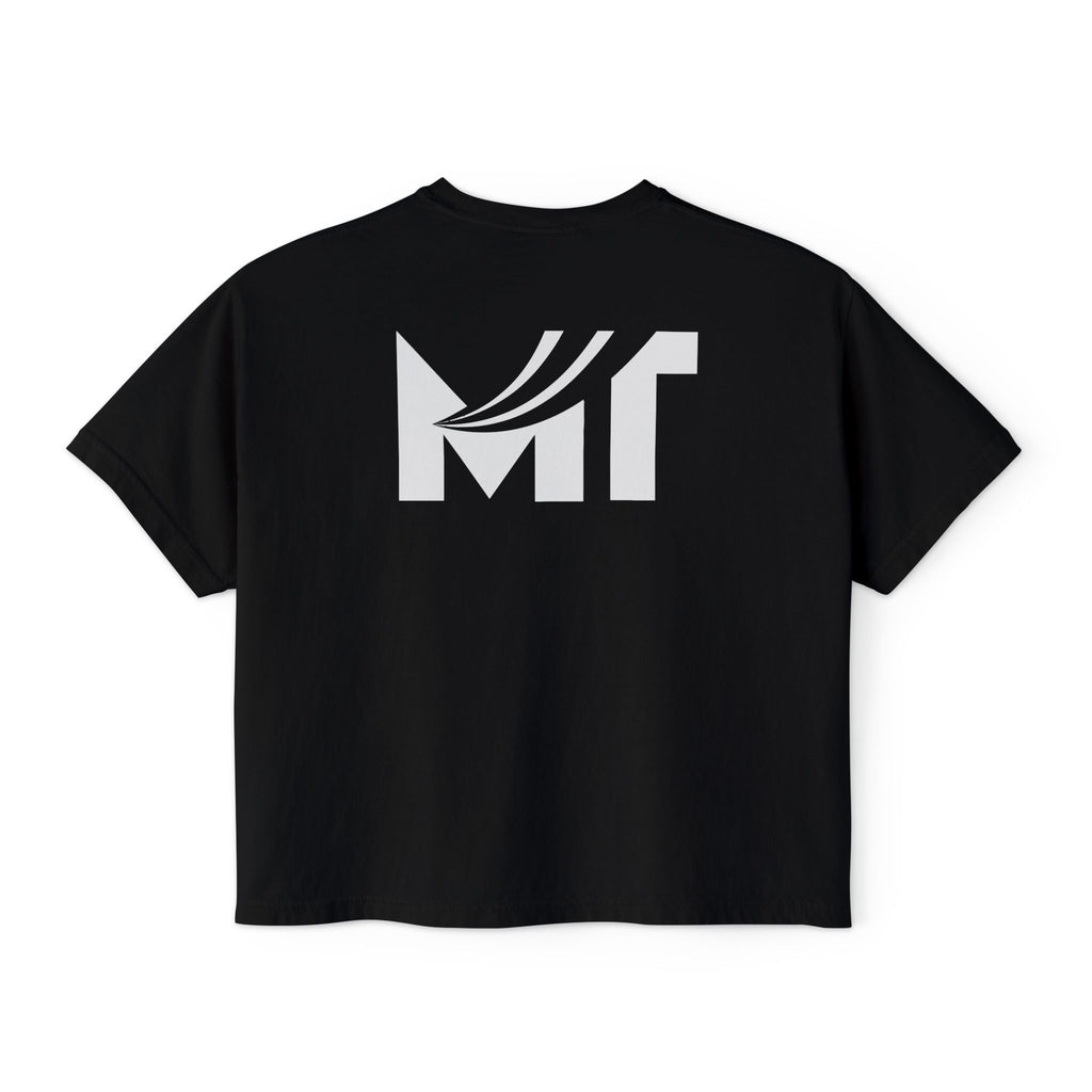 Boxy Graphic Tee — Minimal MT Logo Women's Crop Shirt