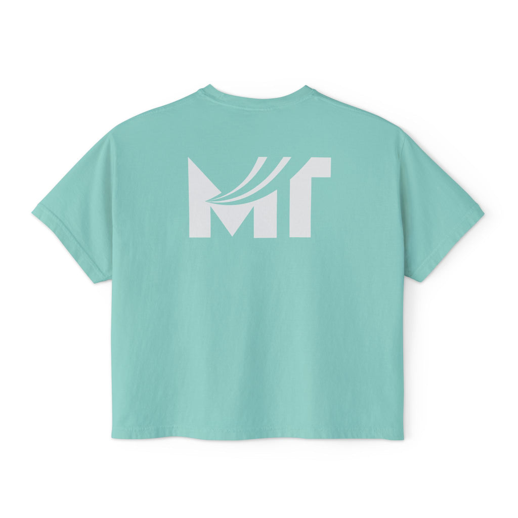 Boxy Graphic Tee — Minimal MT Logo Women's Crop Shirt