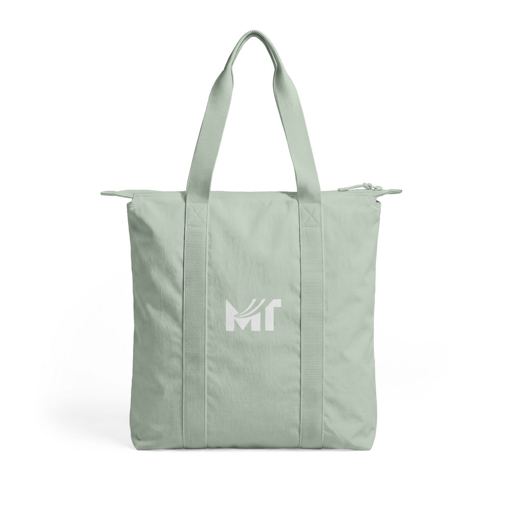Tote — Minimalist Black Nomad Carry-All Tote Bag with White MT Logo