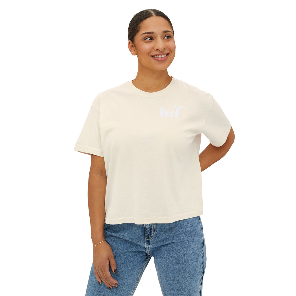 Boxy Graphic Tee — Minimal MT Logo Women's Crop Shirt