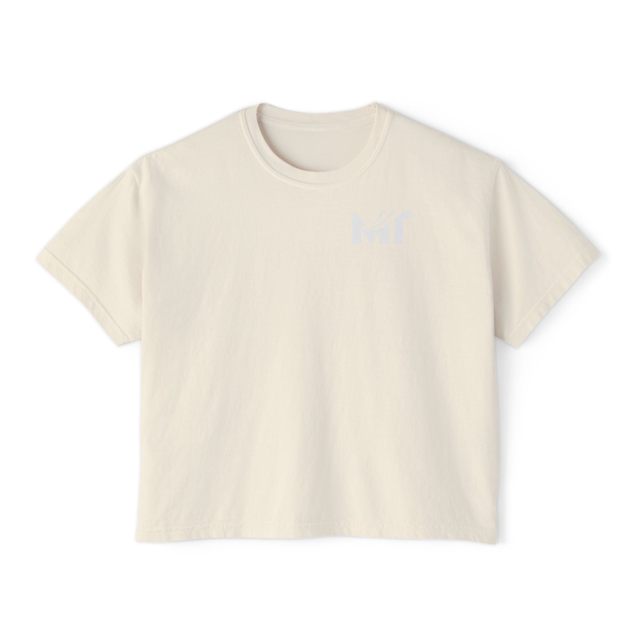 Boxy Graphic Tee — Minimal MT Logo Women's Crop Shirt