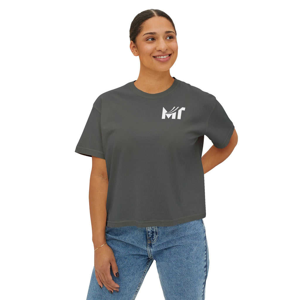 Boxy Graphic Tee — Minimal MT Logo Women's Crop Shirt