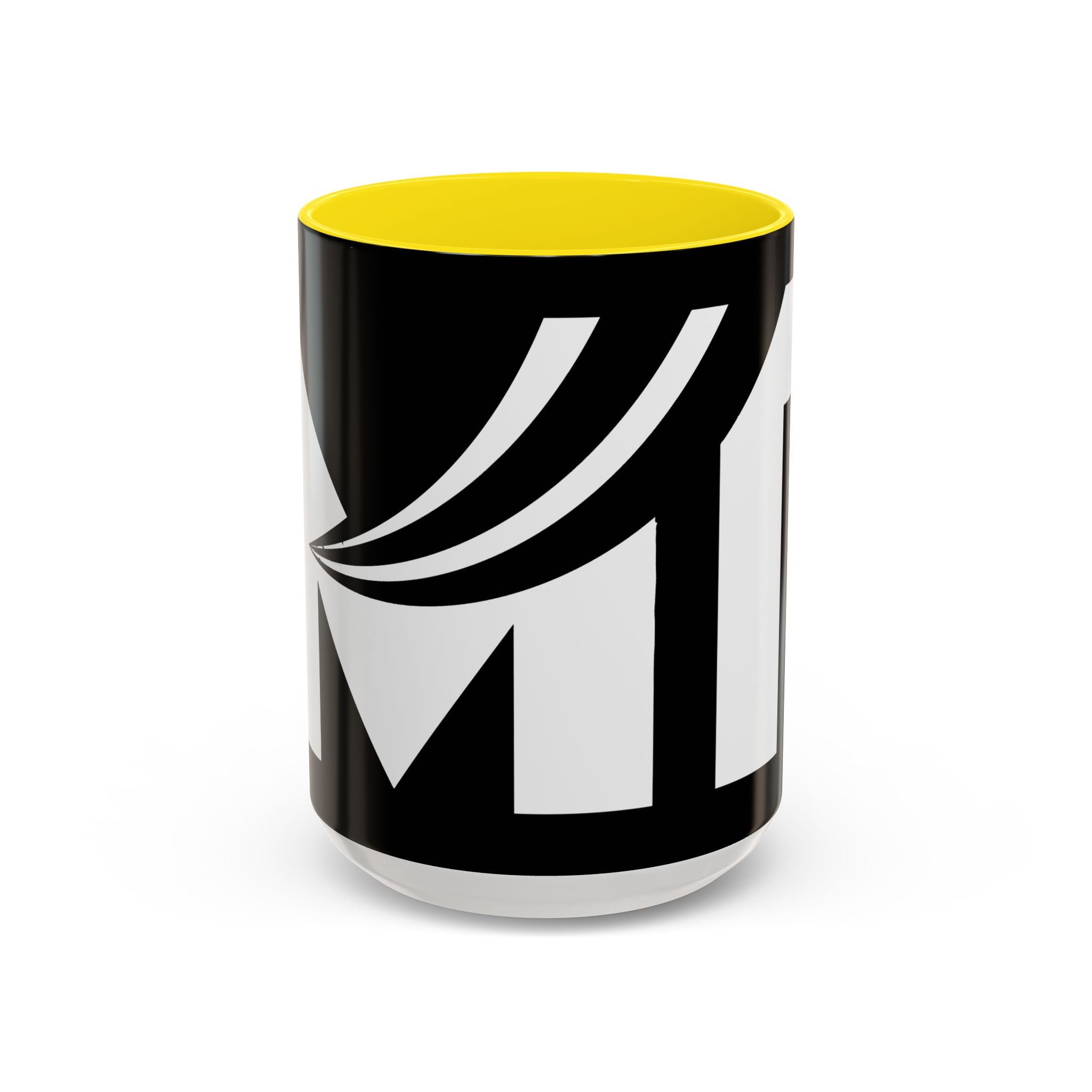 Black & White Accent Coffee Mug – Bold Monogram Letter M Design (11/15oz)