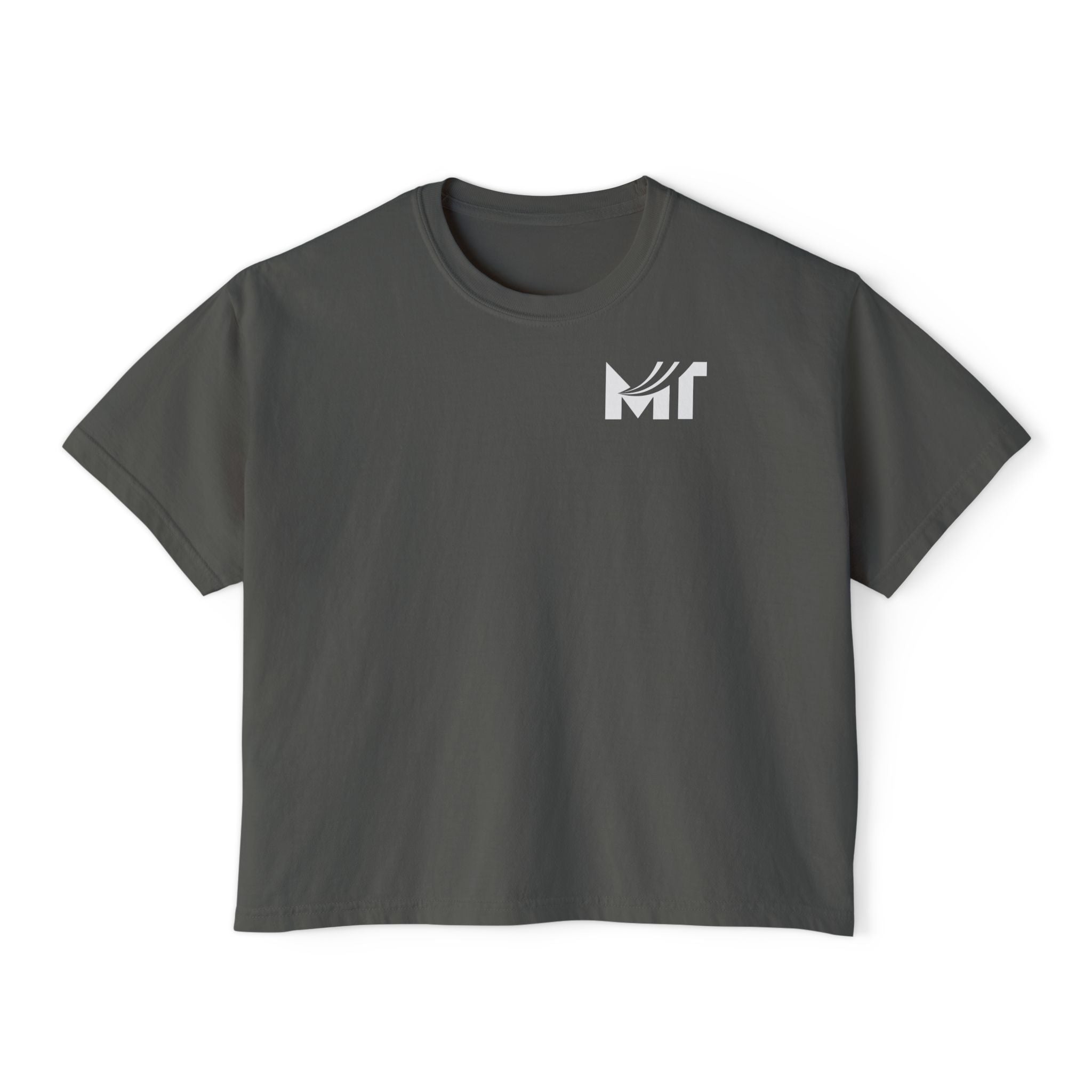 Boxy Graphic Tee — Minimal MT Logo Women's Crop Shirt