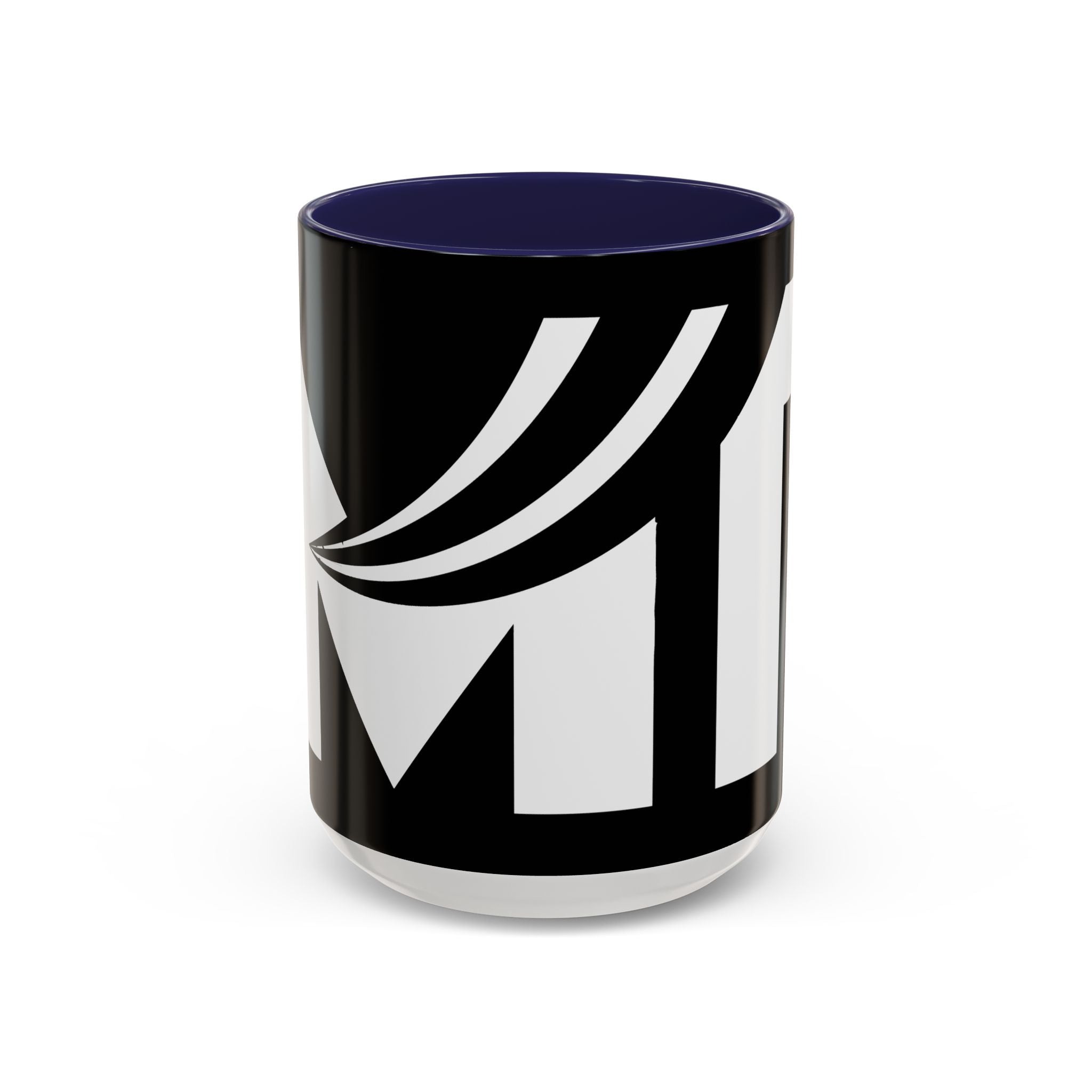 Black & White Accent Coffee Mug – Bold Monogram Letter M Design (11/15oz)